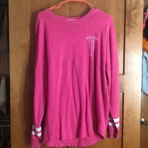 PINK oversized long sleeve varisty tee